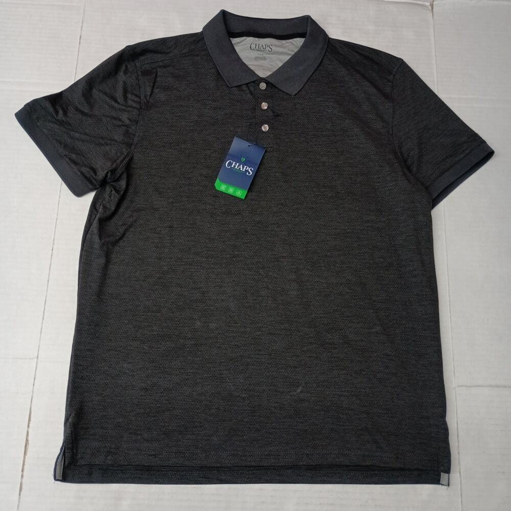 Chaps Golf Core Polo Shirt‎ Men's L Black Onyx 4-Way Stretch